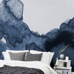 Mur aquarelle bleu foncé 